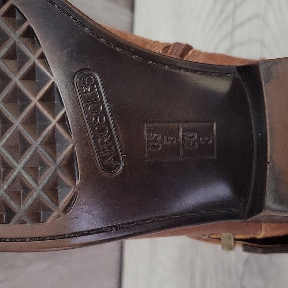 🛍Aerosoles Womens‎ 5 Leather Ankle Boots Heeled Buckle Biker Moto Casual - Picture 3 of 11